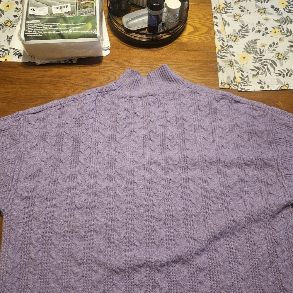 Cozy Lavender Cable Knit Sweater